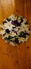 12 Inch Wreath in Whites, Blues & Purples   Florist's Choice