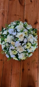 All Round Funeral Posy in Yellows, Creams & Whites