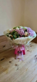 Hand Tied Bouquet in Pinks, Creams & Whites in a Castillo Presentation Box   Florist's Choice